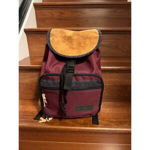 Outbrook Vintage Canvas Backpack Burgundy Suede Trim Southwestern Daypack Bag